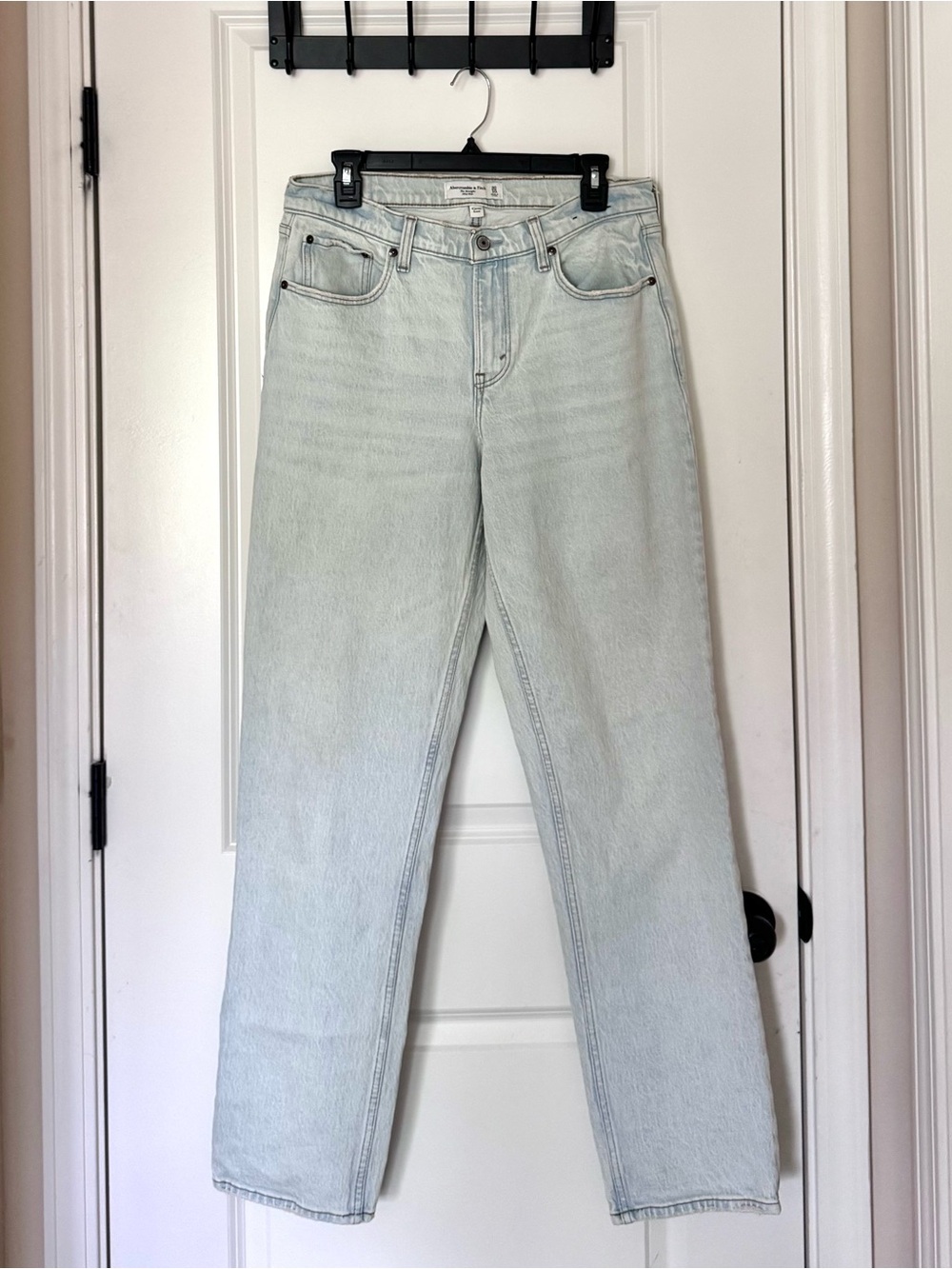 Abercrombie & Fitch Light Blue Curve Love Straight Leg Jeans
